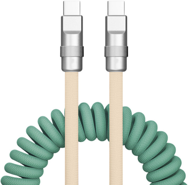 플라이토 C타입-C타입 캔디팝 60W 스프링 초고속 충전 데이터전송 케이블, 1개, 민트베이지, 65cm