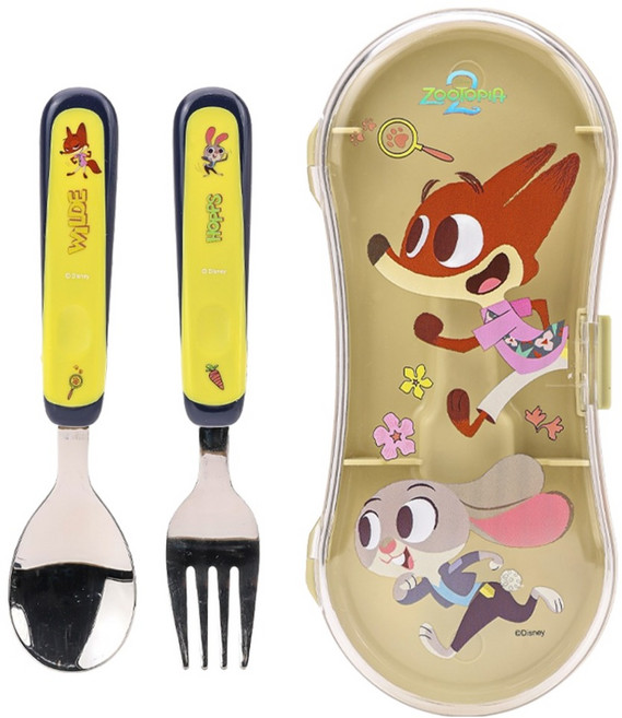 릴팡 주토피아2 더블컬러 큐티 스푼포크케이스 세트, 1세트, 스푼 + 포크 + 케이스, 혼합색상