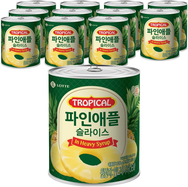 델가 트로피칼 파인애플 슬라이스 통조림, 836g, 12개