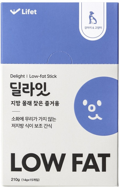 라이펫 반려동물 딜라잇 low fat 영양 간식 스틱, 210g, 소화기능/췌장/위개선, 1개
