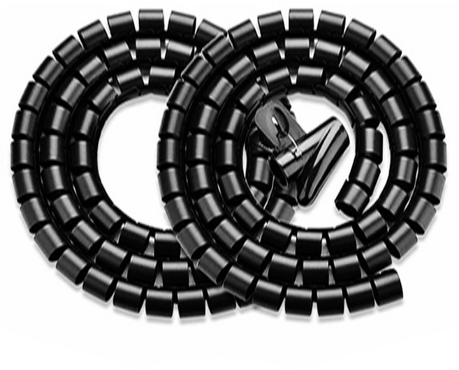 엔더 전선 보호 튜브 꽈배기형 매직 케이블 선정리 소품, 2개, 블랙