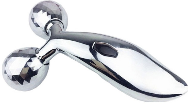 블루무역 V라인 페이스 마사지 롤러, 1개, 실버