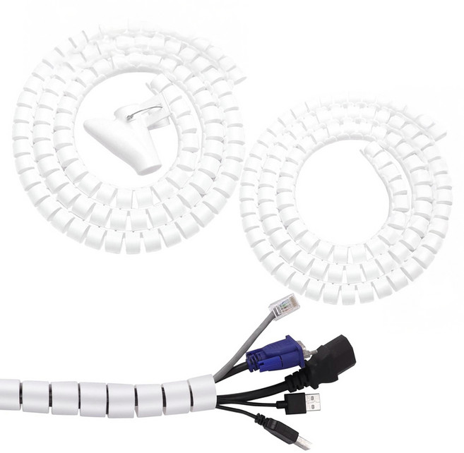 엔더 전선 보호 튜브 꽈배기형 매직 케이블 선정리 소품, 2개, 화이트