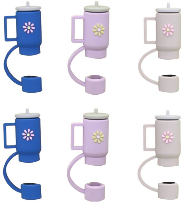 앞날창창 다회용 실리콘 빨대 마개 홀더 3종 세트 텀블러, 2세트