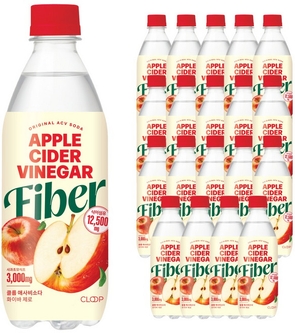 클룹 애사비소다 화이바 제로 탄산음료, 500ml, 20개