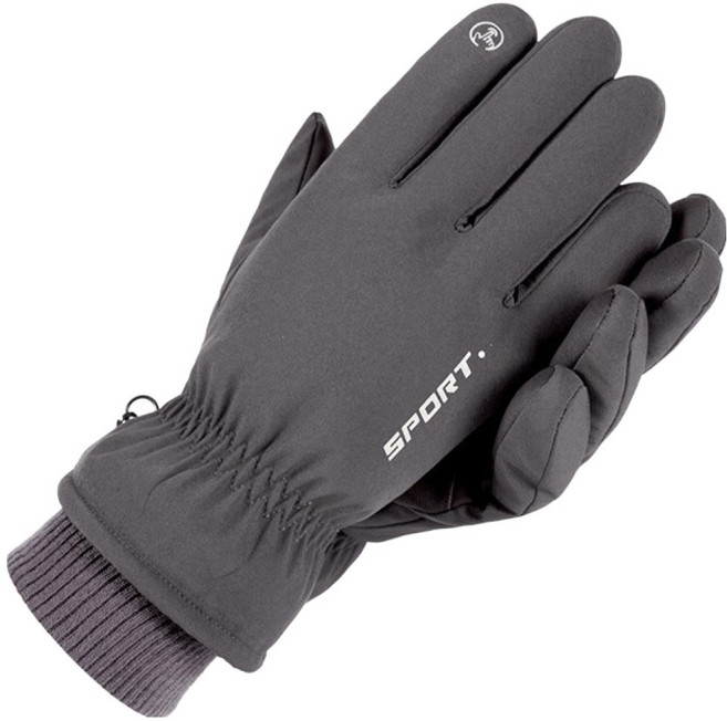 ROCKKICK 3M 刷毛觸控滑雪防寒手套 雙手配戴套組, 灰色, 1套