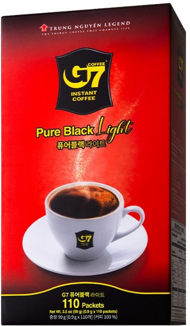 G7 퓨어블랙 라이트 원두커피믹스, 0.9g, 110개입, 1개