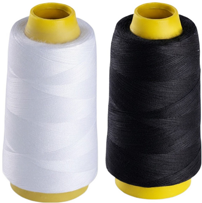 앙플러스 바느질 실 기본 2종 세트, 화이트, 블랙, 1세트
