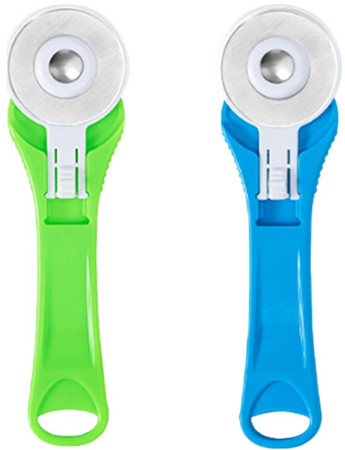 KHOOMIE 多功能布料滾輪裁縫刀 45mm 2件組 5W0919, 2個, 綠色, 藍色