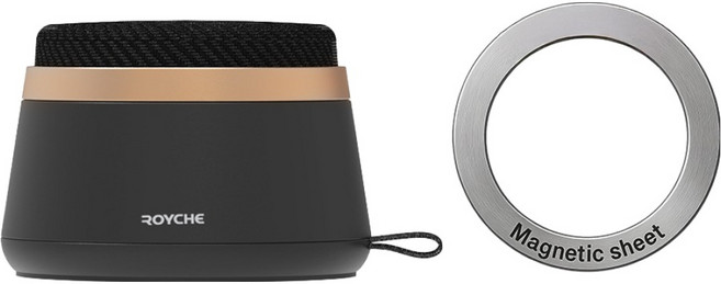 로이체 마그네틱 홀더 맥세이프 사운드드럼 미니 블루투스 6.0 스피커, 블랙, BTS-M330