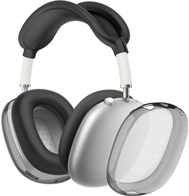 웰티움 에어팟 맥스 보호 반투명 케이스 세트, 블랙, 1세트