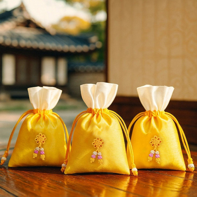 파티쇼 파스텔 복 주머니, 옐로우, 3개