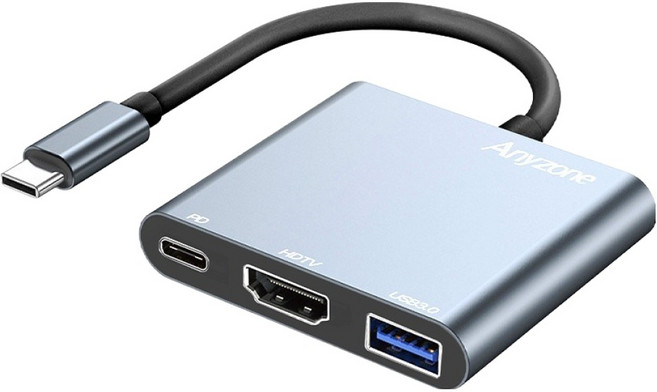 애니존 4K 30Hz 3포트 멀티허브, 메탈실버, 1개