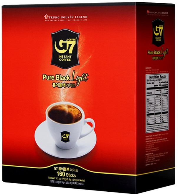 G7 퓨어블랙 라이트 원두커피믹스, 900mg, 160개입, 1개