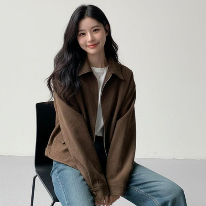 MARKETPIA 女款春秋日常拉鍊皮革夾克