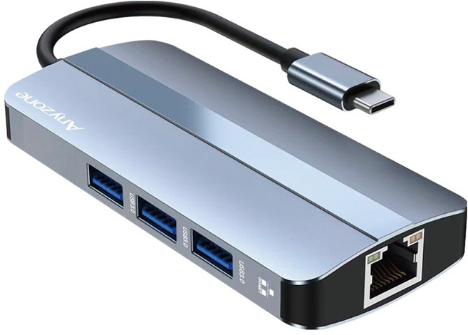 애니존 4K 30Hz 6포트 멀티 허브 ANY-HUB7, 메탈릭실버, 1개