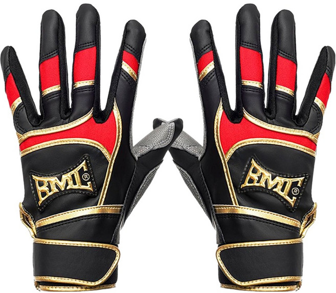 BMC BASEBALL MEMBERS CLUB 限量版打擊手套 雙手穿戴組 LE262, 1套, 黑紅色