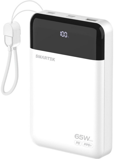 스마텍 65W 초고속 대용량 3포트 보조배터리 20000mAh, 화이트, STPB-Q65W20