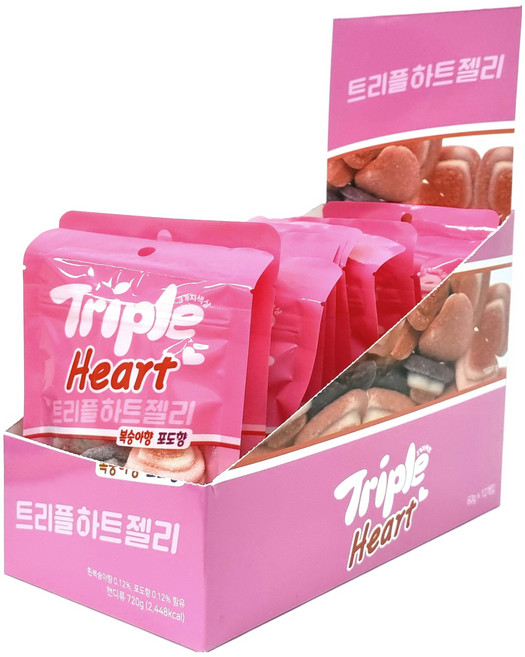 三重愛心軟糖, 12個, 60g