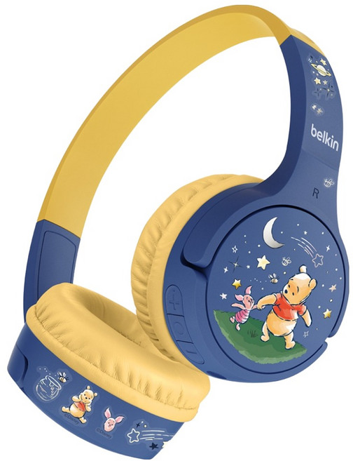 벨킨 사운드폼 미니 어린이 무선 헤드폰, AUD002qcWPV3-DY, 디즈니 위니 더 푸
