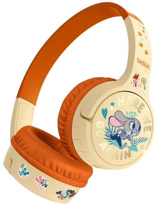 벨킨 사운드폼 미니 어린이 무선 헤드폰, AUD002qcOGV3-DY, 디즈니 주토피아2