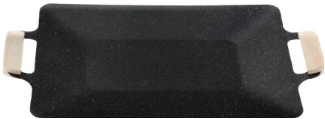 Eluha 家用 居家派對用 麥飯石 5層 雙耳 木柄 瓦斯爐 烤盤, 1個, 36cm