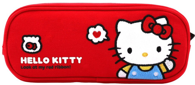Handeul 三麗鷗 Hello Kitty 棉質貼花布質鉛筆盒, 1個