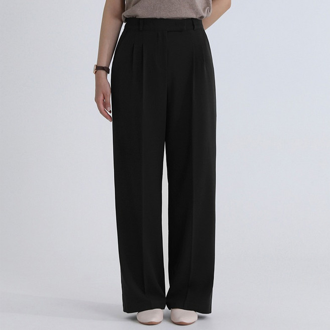 M.N.C 女款彈性隱藏式鬆緊帶壓褶寬版長西裝褲 MDIP953SJ