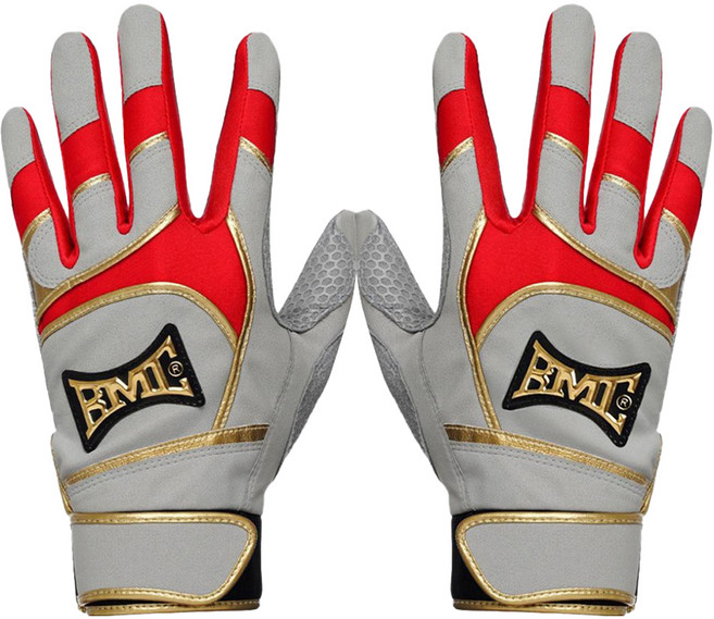 BMC BASEBALL MEMBERS CLUB PRO 2026 灰色版 Pitted 打擊手套 左右手套組, 灰色 + 紅色, 1套