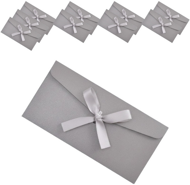 휴고잉 리본 편지 감사 용돈봉투, 그레이, 10개