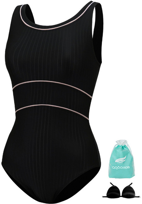 아쿠아티카 여성용 미들컷 실내수영복 AQA1379 + 언더브라 + 비닐백 세트