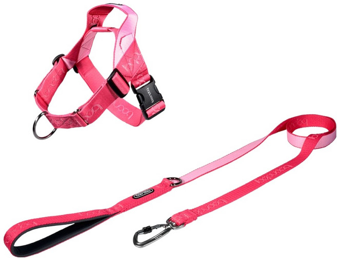 분독 강아지 오리지널 리쉬 리드줄 1.4m + 하네스 0109 세트, 스트로베리, 1세트