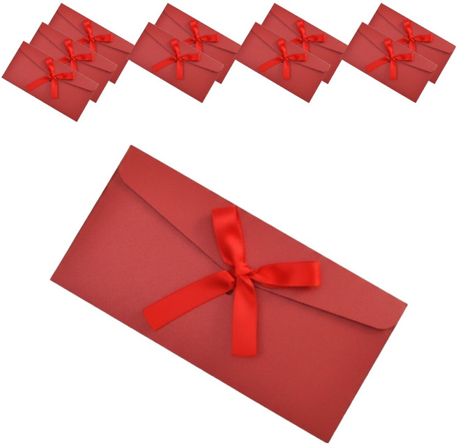 휴고잉 리본 편지 감사 용돈봉투, 레드, 10개
