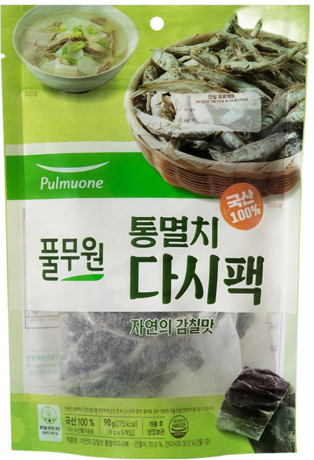 풀무원 국내산 통멸치 다시팩 5p, 90g, 1개