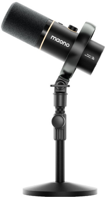 마오노 하이브리드 무선 팟캐스트 방송용 유튜버 녹음용 다이나믹 마이크, 블랙, PD200W