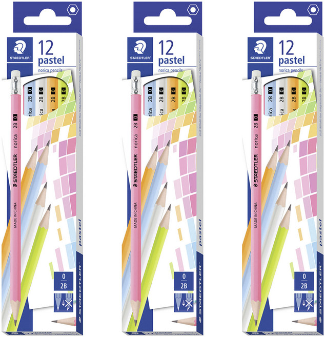 스테들러 노리카 파스텔 132 지우개연필 2B 12p, 혼합색상, 3개