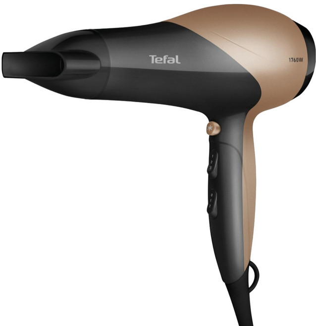 테팔 샤인 헤어 드라이어 2100W, 블랙 + 골드, HV5519K0