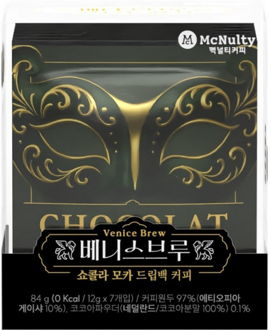 맥널티커피 베니스브루 스페셜티 가향 드립백 커피 쇼콜라 모카, 1개, 7개입, 12g