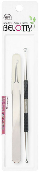BELOTTY 粉刺夾2件組, 1套, 銀色