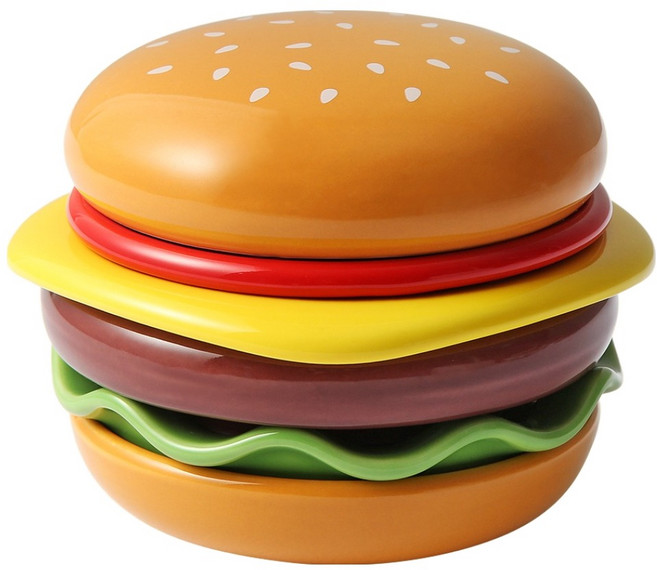 Moda Kitchen 漢堡陶瓷盤子 6件組, 混合色, 1套, 6種