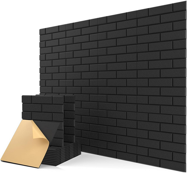 Delirium 隔音自黏式磚紋玄關門隔音吸音板 自黏式 300 x 300 x 9 mm, 黑色, 24個