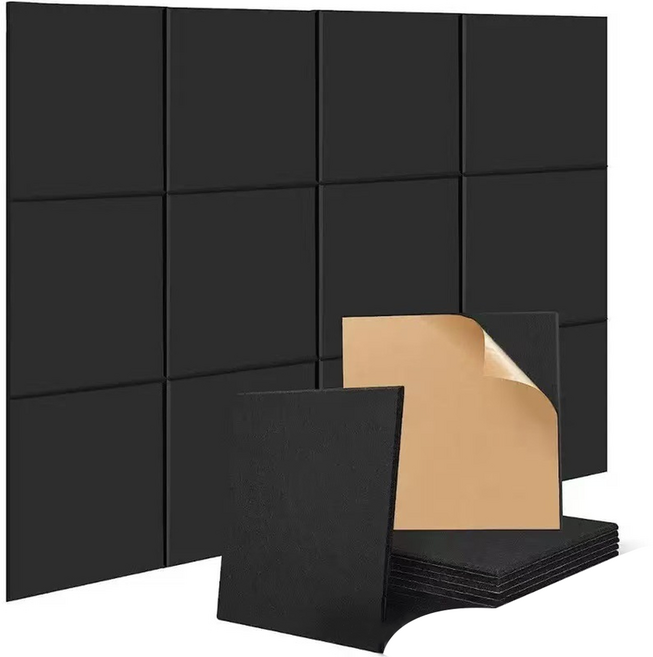 Delirium 自黏式阻燃隔音玄關門吸音板 300 x 300 x 9 mm, 黑色, 24個