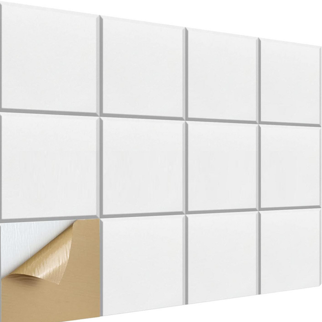 Delirium 吸音正方形自黏式玄關門隔音吸音材 300 x 300 x 9 mm, 12個, 白色