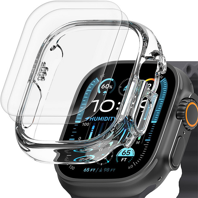 신지모루 애플워치 자가복원 EPU 코팅 액정보호필름 2p + 하드커버케이스, 크리스탈 클리어(케이스), 1개