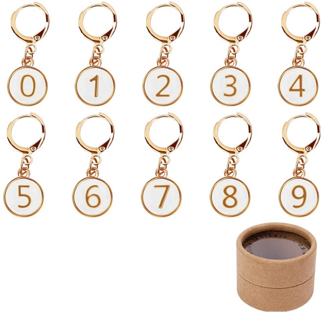 코오미 뜨개질 숫자 마커링 뜨개 단수링 코바늘 니팅도구 10종 + 박스 세트 5W0930, 1세트, 화이트