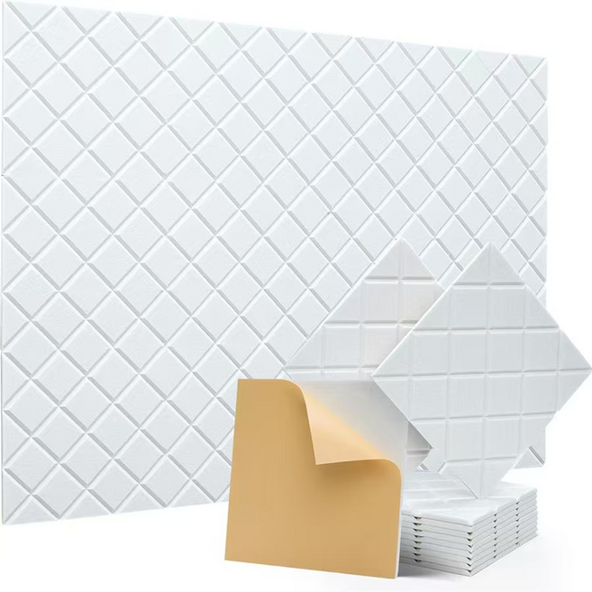 델리리움 실내 소음 차단 다이아 패턴 현관문 방음 흡음재 접착식 없음 300 x 300 x 9 mm, 화이트, 12개