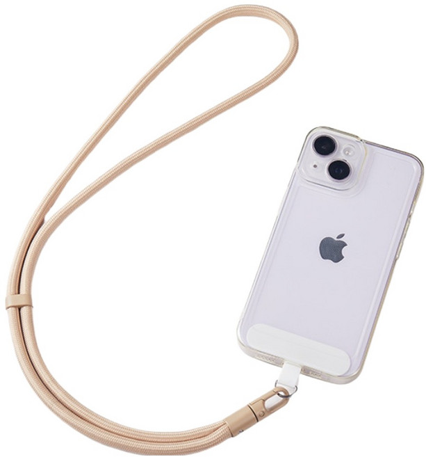 사인포스트 귀여운 캐릭터 핸드폰 스트랩 패드 연결 줄 목걸이 67cm, 베이지, 1개