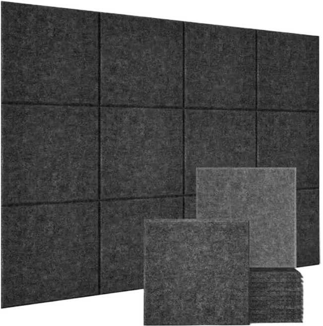 Delirium 自黏式阻燃隔音玄關門吸音板 300 x 300 x 9 mm, 深灰色, 12個