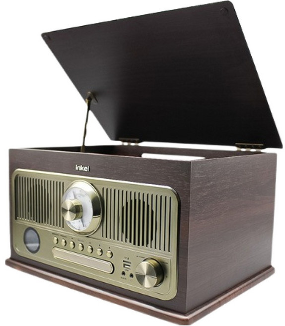 인켈 LP 올인원 블루투스 오디오 스피커 CD 플레이어 턴테이블, IK-C2020LP, 월넛