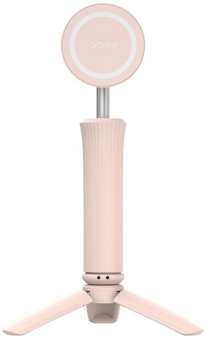 아라리 맥세이프 360도 회전 기내용 스마트폰 미니 삼각대 거치대 셀카봉 맥피포드 라이트, 핑크, 1개